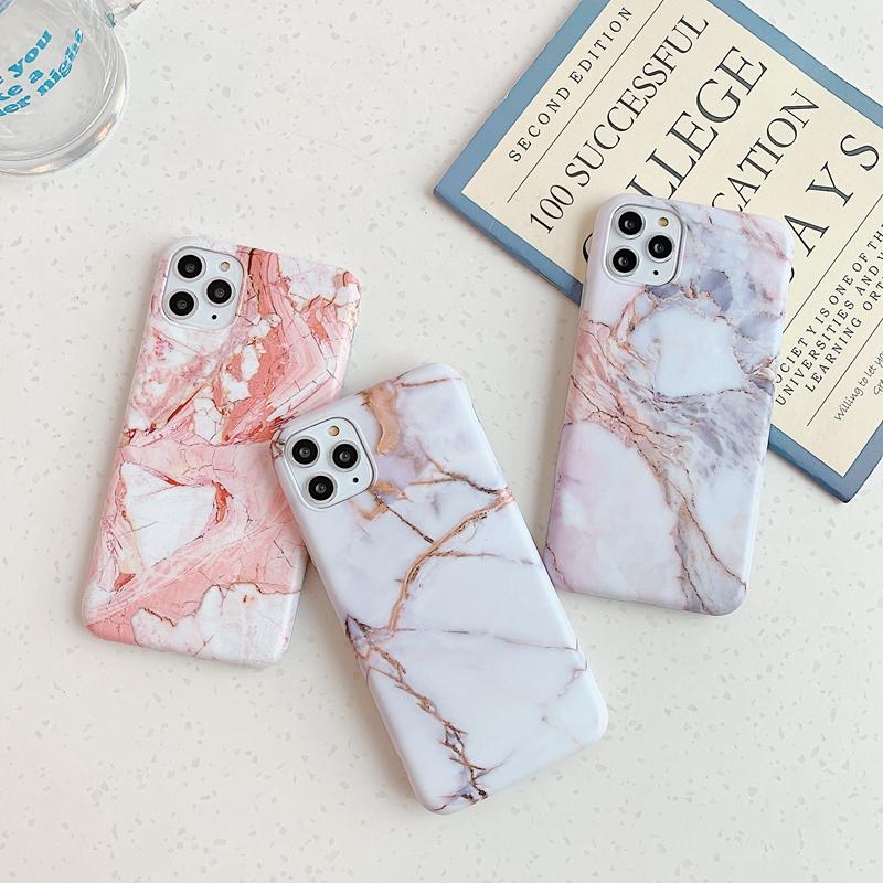 Luxus Marmor Matte Handyhülle für iPhone 11 12 13 14 Mini Pro Max Xs X Xr 7 8 6 6s Plus Se 2020 stoßfeste weiche Hüllen Abdeckung