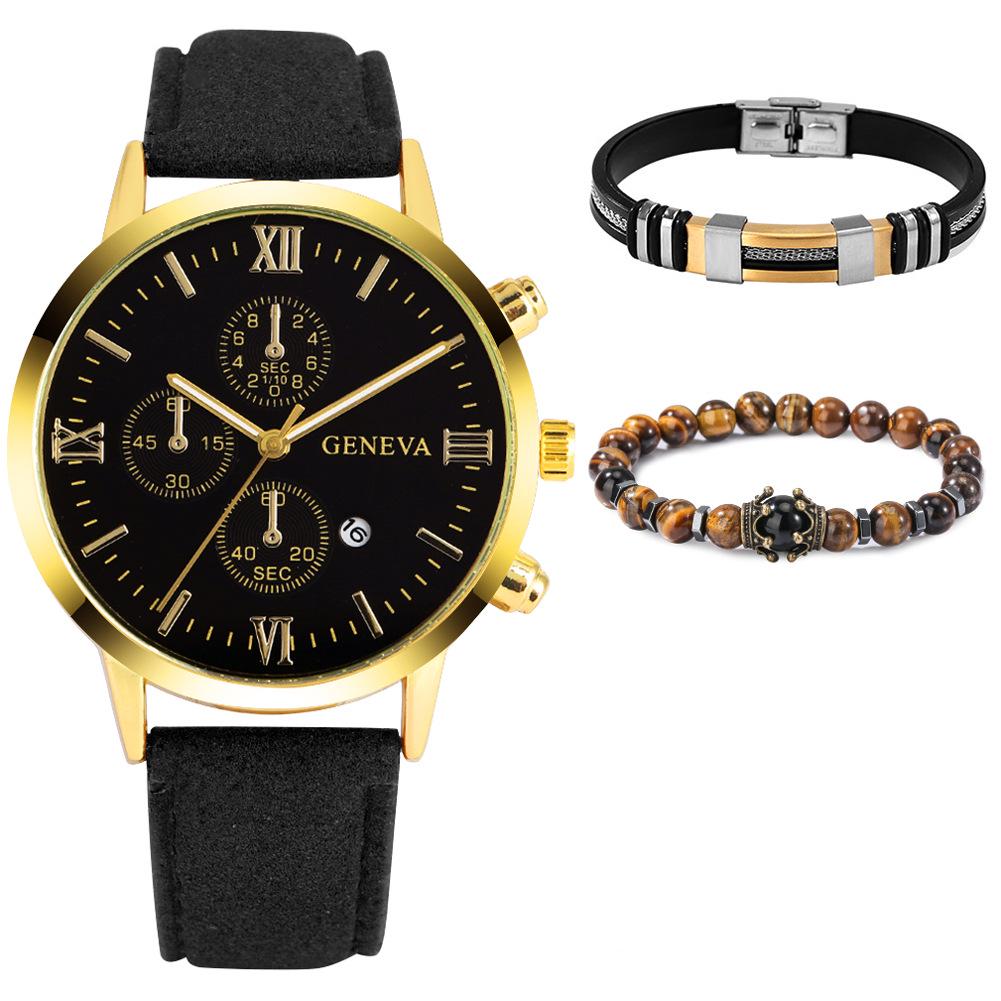 Men's 3-Piece Business Gift Set: Watch, Bracelet, and Necklace for Holidays or Birthdays