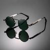 Retro Round Steampunk Sunglasses with Metal Spring Temples for Men
