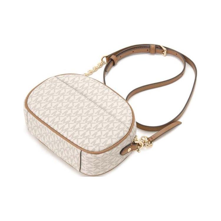 Michael Kors MK Jet Set Charm Monogram Fashion Commuter Canvas Crossbody Bag Small Women Bags Vanilla Acorn 32S1GT9C0B-149
