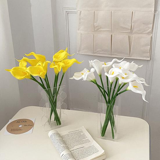 Real Touch Artificial Calla Lily Flower 13.4" Lifelike Faux Flower Branch for DIY Wedding Bouquet Home Indoor Table Centerpiece