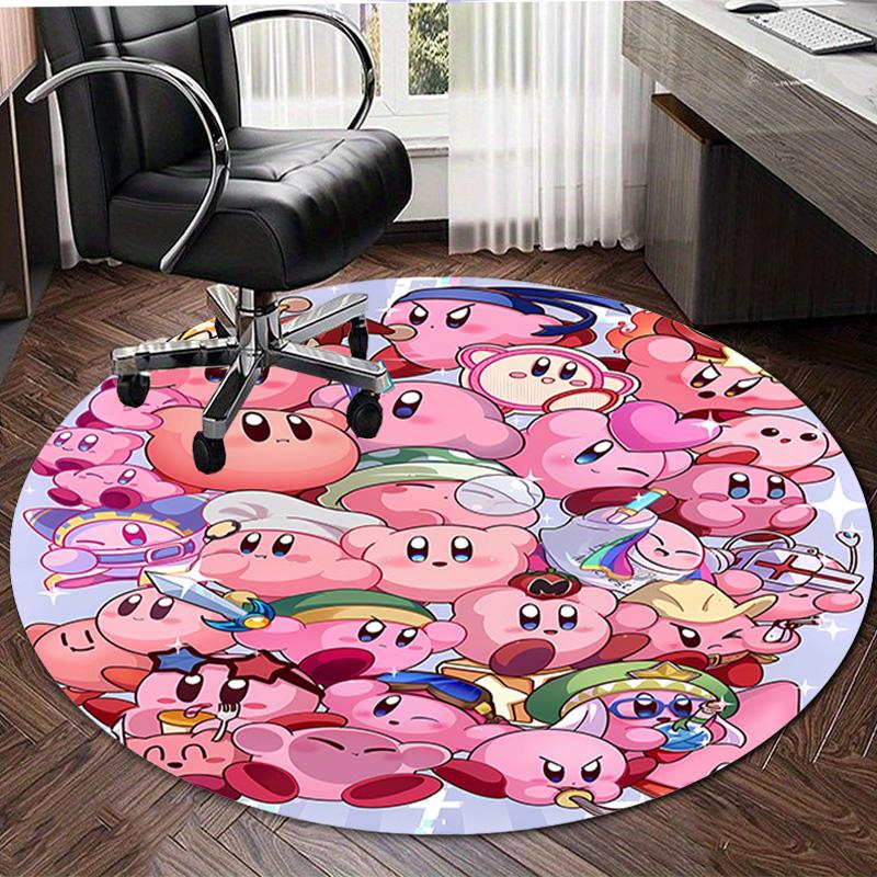 1pc Kirby1 Design Printed Area Round Carpet for Bedroom Living Room Home Decor Rugs Mat Non Slip Mat Rug for Bedside