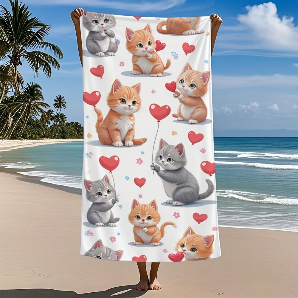 

One Piece of High-Quality Microfiber Bath Towel Featuring Cats And Patterns Lightweight Quick-Drying, And Exceptionally Soft W40*H60(CM)