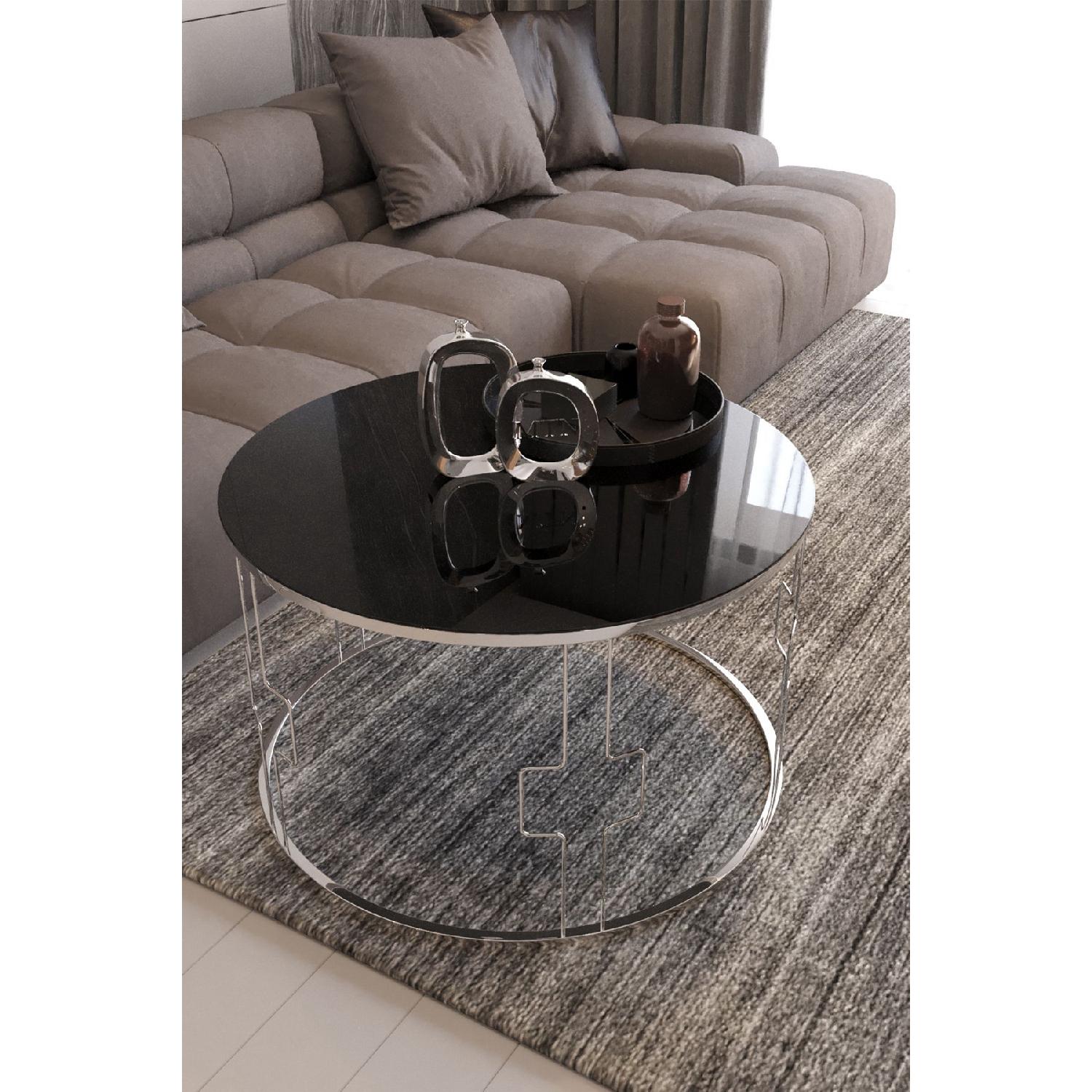 

Armoni Coffee Table Square Wire Silver Leg Black Glass