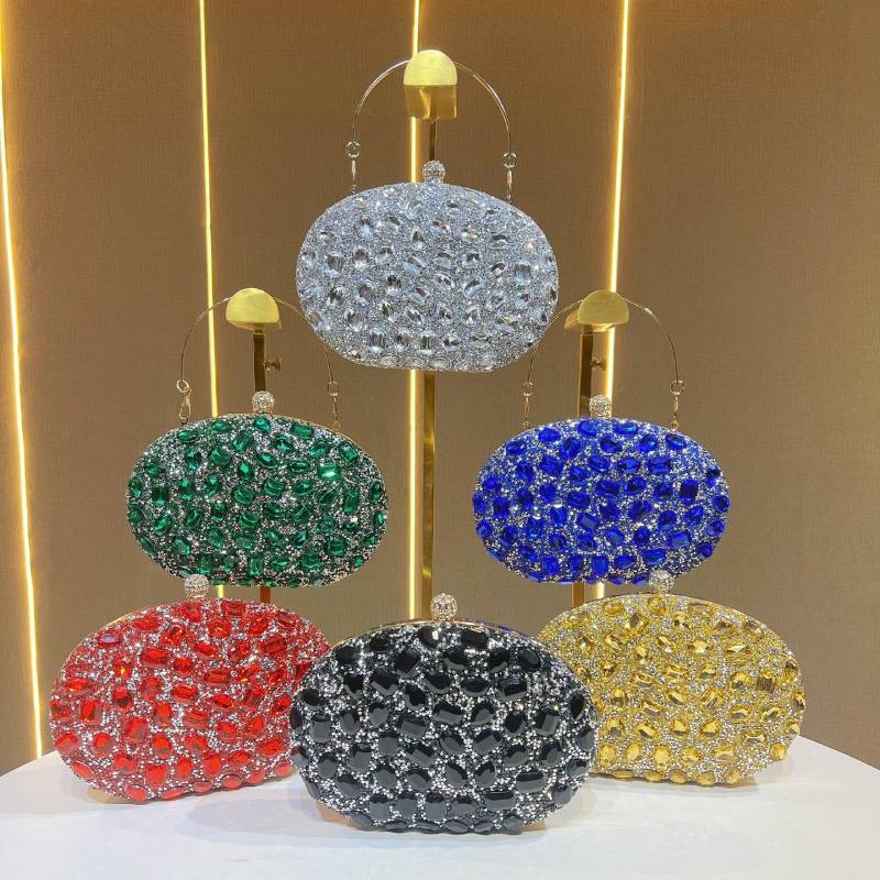 Elegant Polyester Crystal Embellished Evening Clutch For Ladies Formal Events