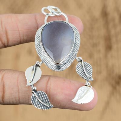 St Patrick Day Deal 925 Silver Natural Purple Moss Agate Elegant Pendant Jewelry