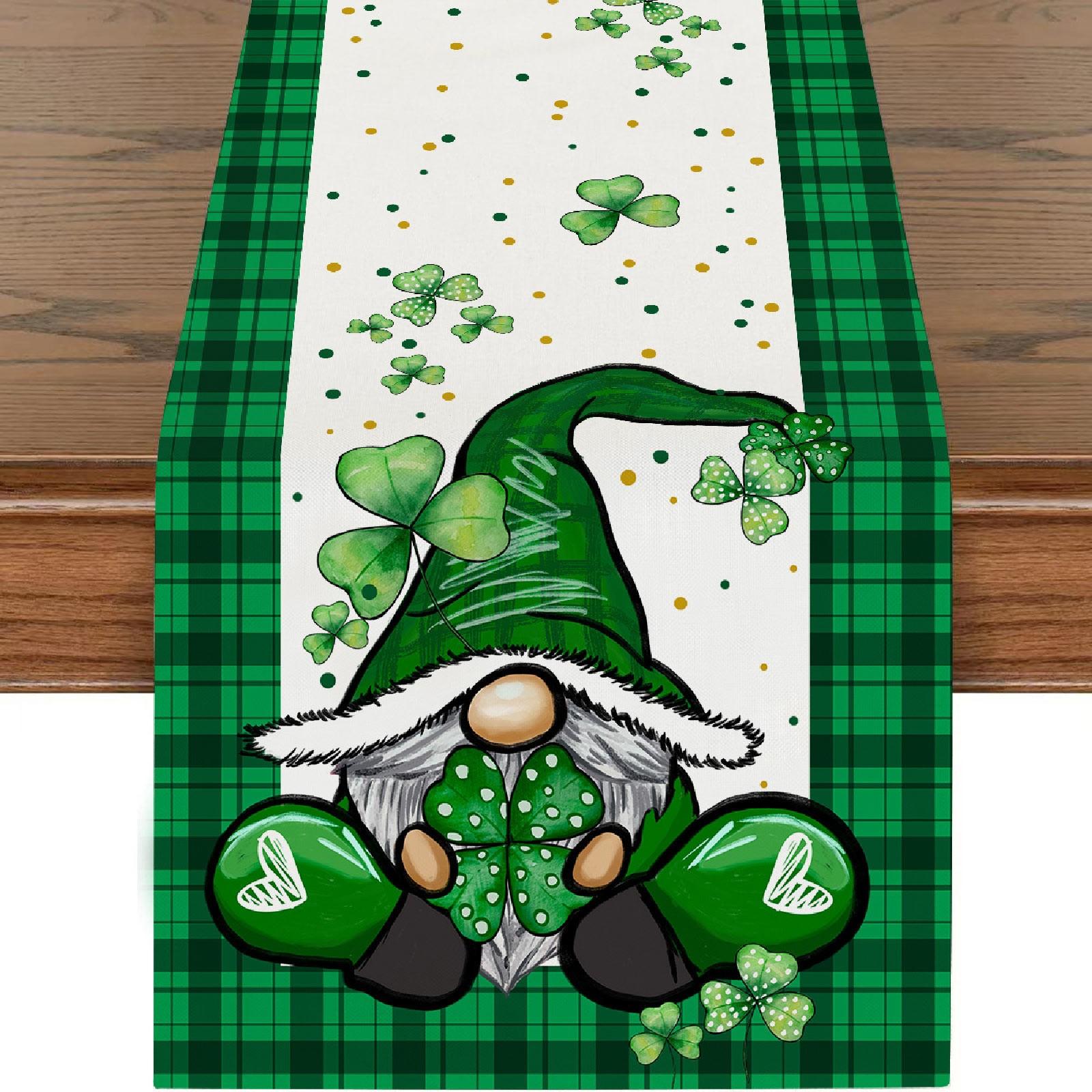 

Настольный бегун для украшения ко Дню Святого Патрика, ирландский чехол, весенне-зеленый, для дома, для отдыха, для кухни, центральный декор One Size