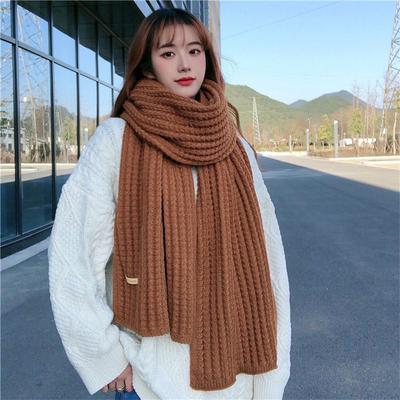 Unisex Knitted Scarf Winter Thickened Thermal with Label Warm Solid Color Skiing Motorcycle Windproof Neck Protection Riding Wool Handmade Scarf