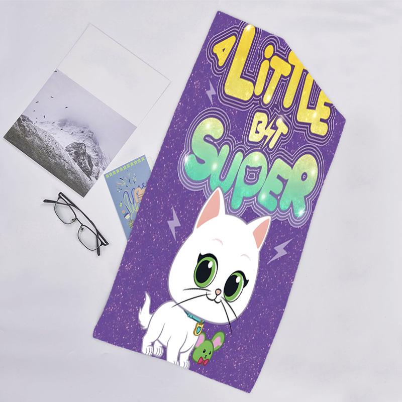 1pc Super Kitties Adventures1 Beach Towel, Beach and Seaside Swimming Pool Equipment, Fashion Pattern, Rectangular, Travel Essentials