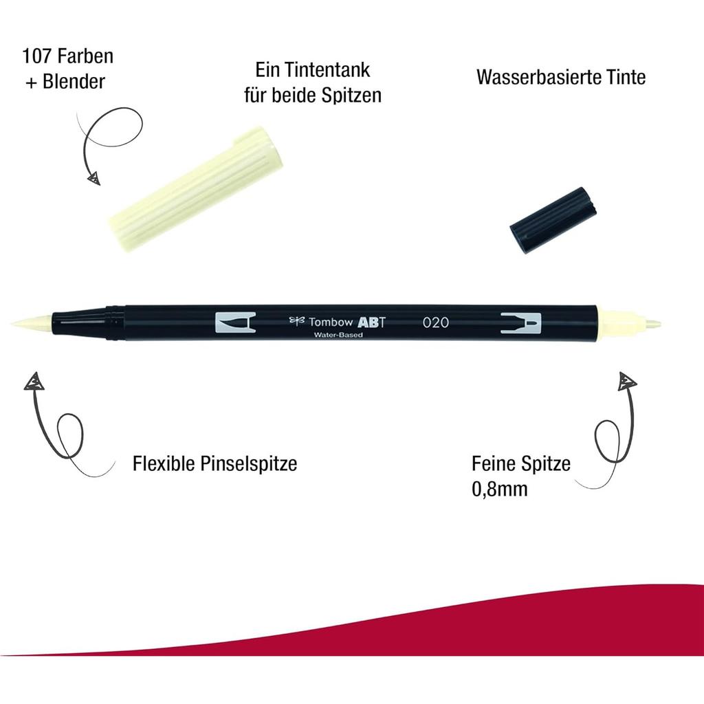 Tombow Graphic Marker Dual Brush Pen ABT 020 Water-Based AB-T020