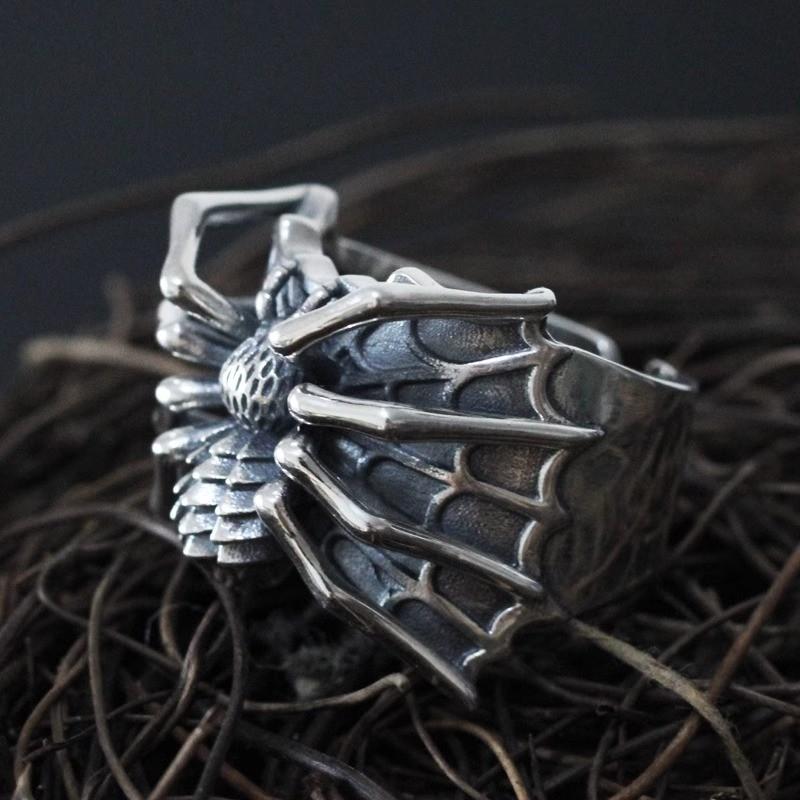 Thai Stylish Vintage Silver Spider Ring For Women Perfect For Punk Lovers Fashion