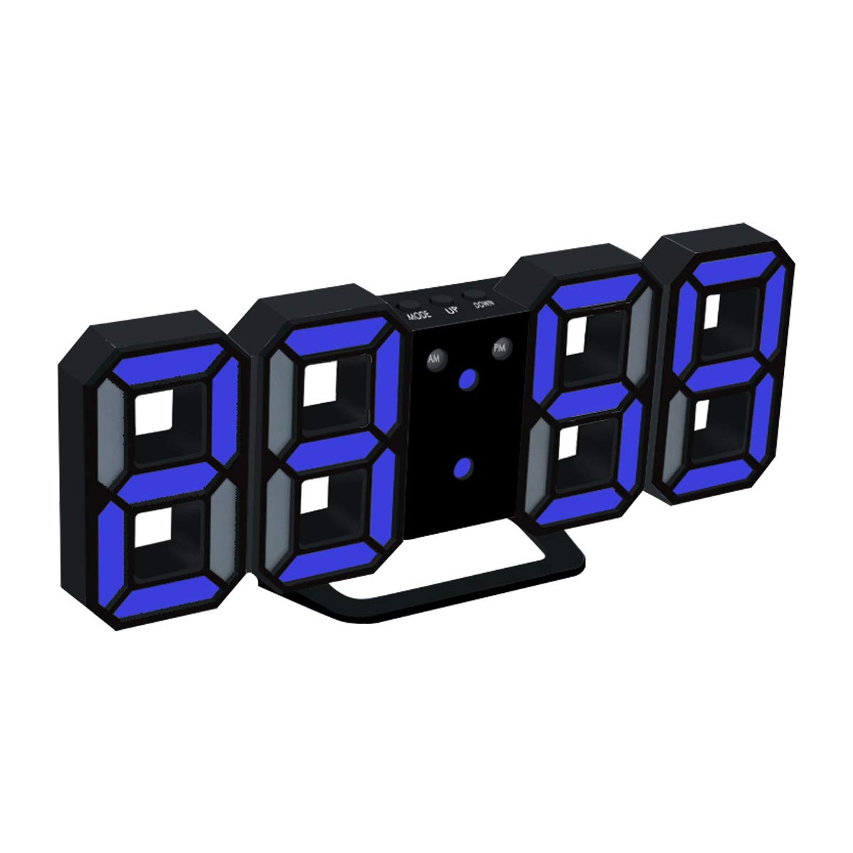 

ZAZ Digital LED Clock 3D Digital Alarm Clock (Body Black, LED Blue) dtokei-008