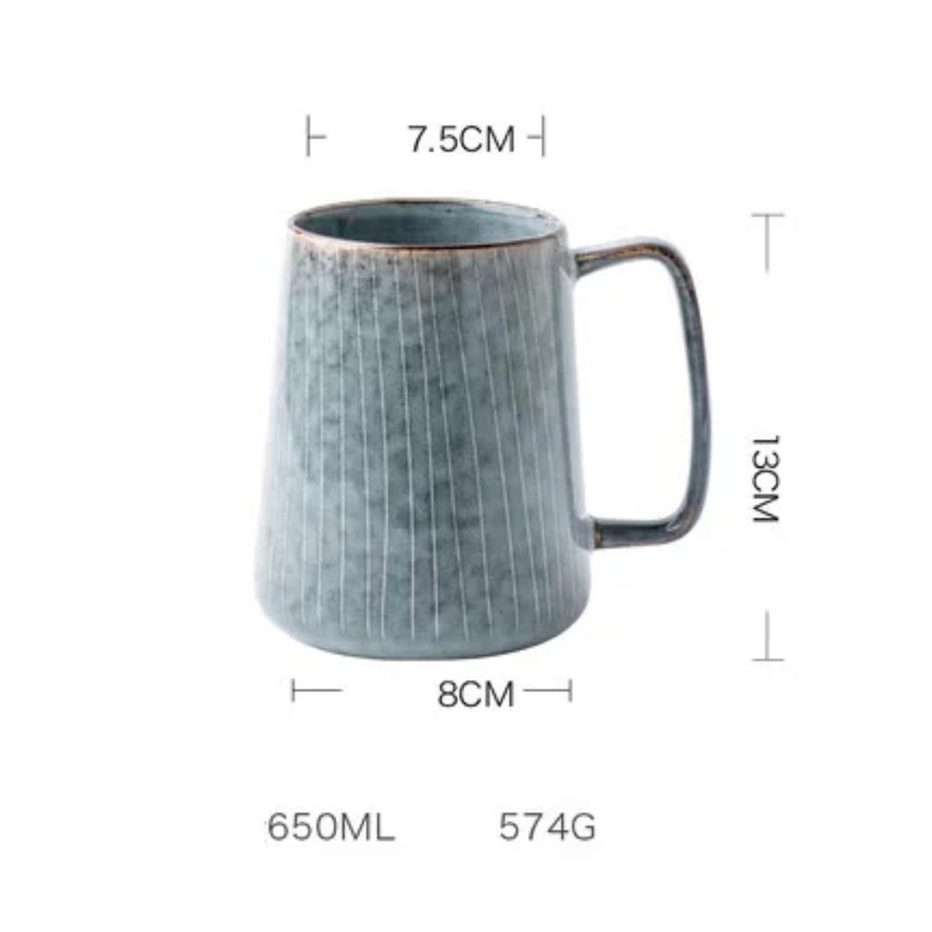 New Creative and Elegant Unique Retro European Ceramic Mug with Spoon - Ideal Office Drinkware with 650ml Capacity - Perfect Gif