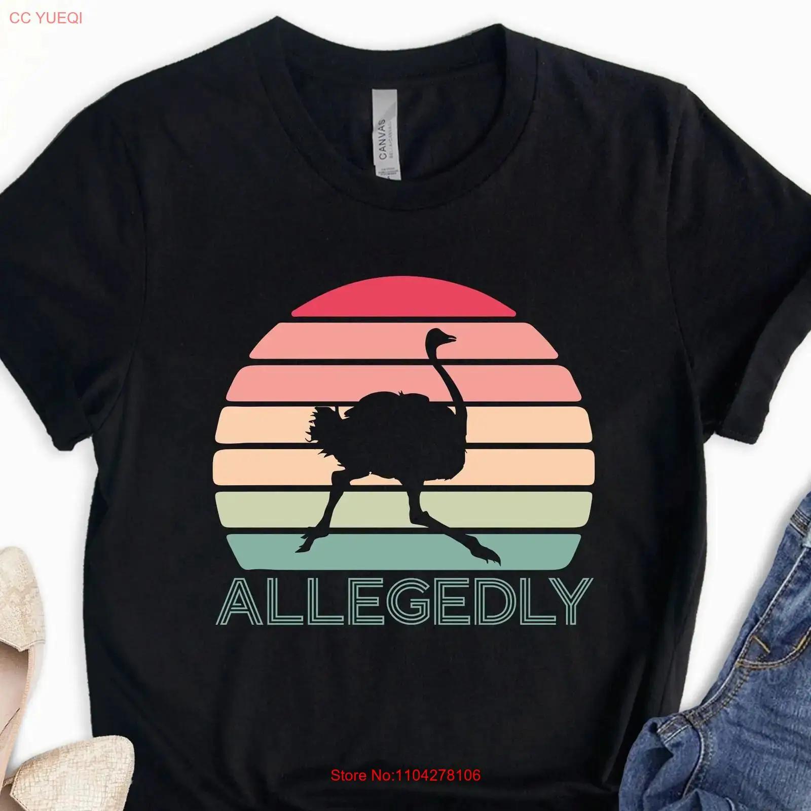 

Allagedly T Shirt Allegedly Ostrich Black Valentines Day for Husband Fathers vintage Washed Stylish Versatile homme Soft S разноцветный