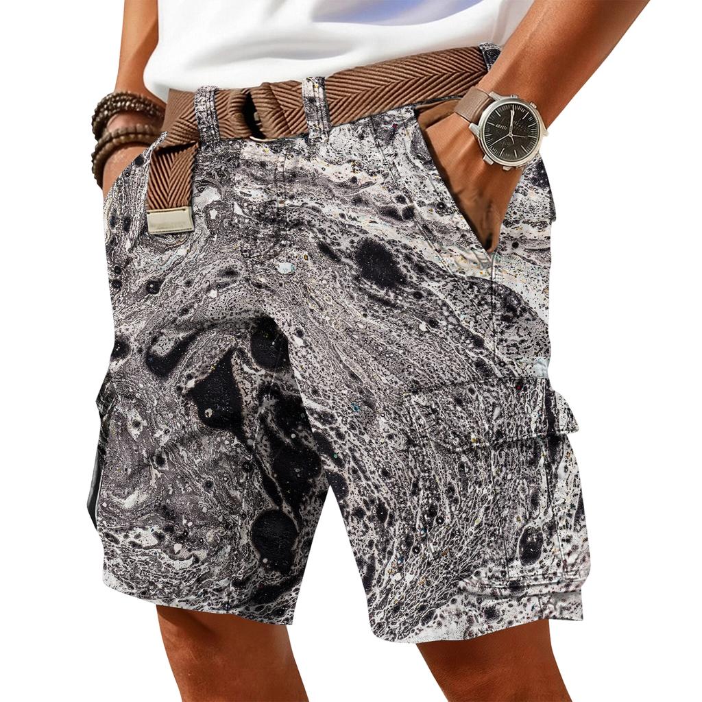 Men's Casual Trendy Colorful Printed Shorts - Men's Multi-pocket Workwear Sports Shorts