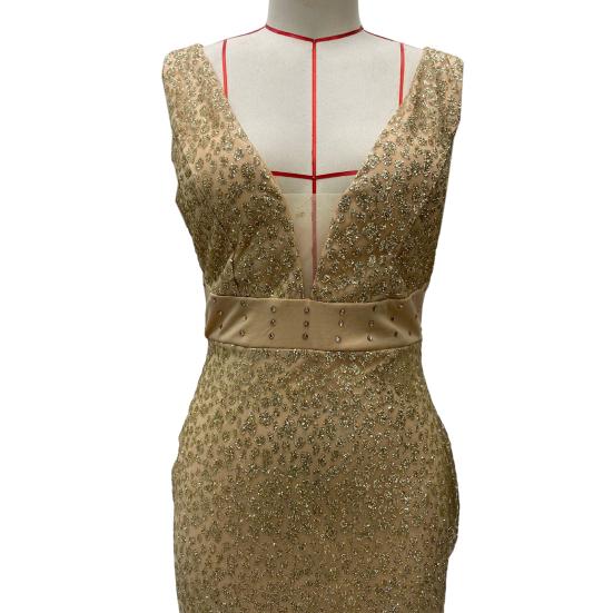 Ženy Večerní šaty Výstřih Síťovina Patchwork Flitr Bez rukávů Dělený lem Mořská panna Tvar Slim Fit Ples Party Banket Nevěsta Maxi šaty
