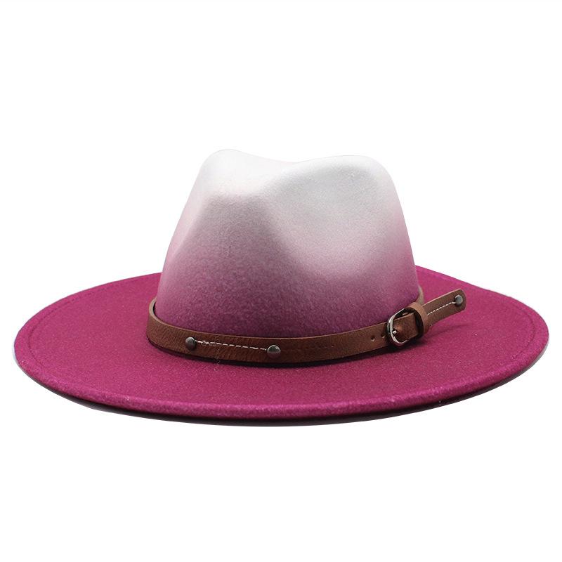 2021 Британский стиль Мужчины и женщины Распылительная краска Джазовая шерстяная шляпа Сезонная Широкополая шляпа Jz-016 M（56-58cm）