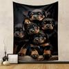"Adorable Rottweiler Puppies Portrait" Patterned tapestry home decor, suitable for bedroom and living room, gift