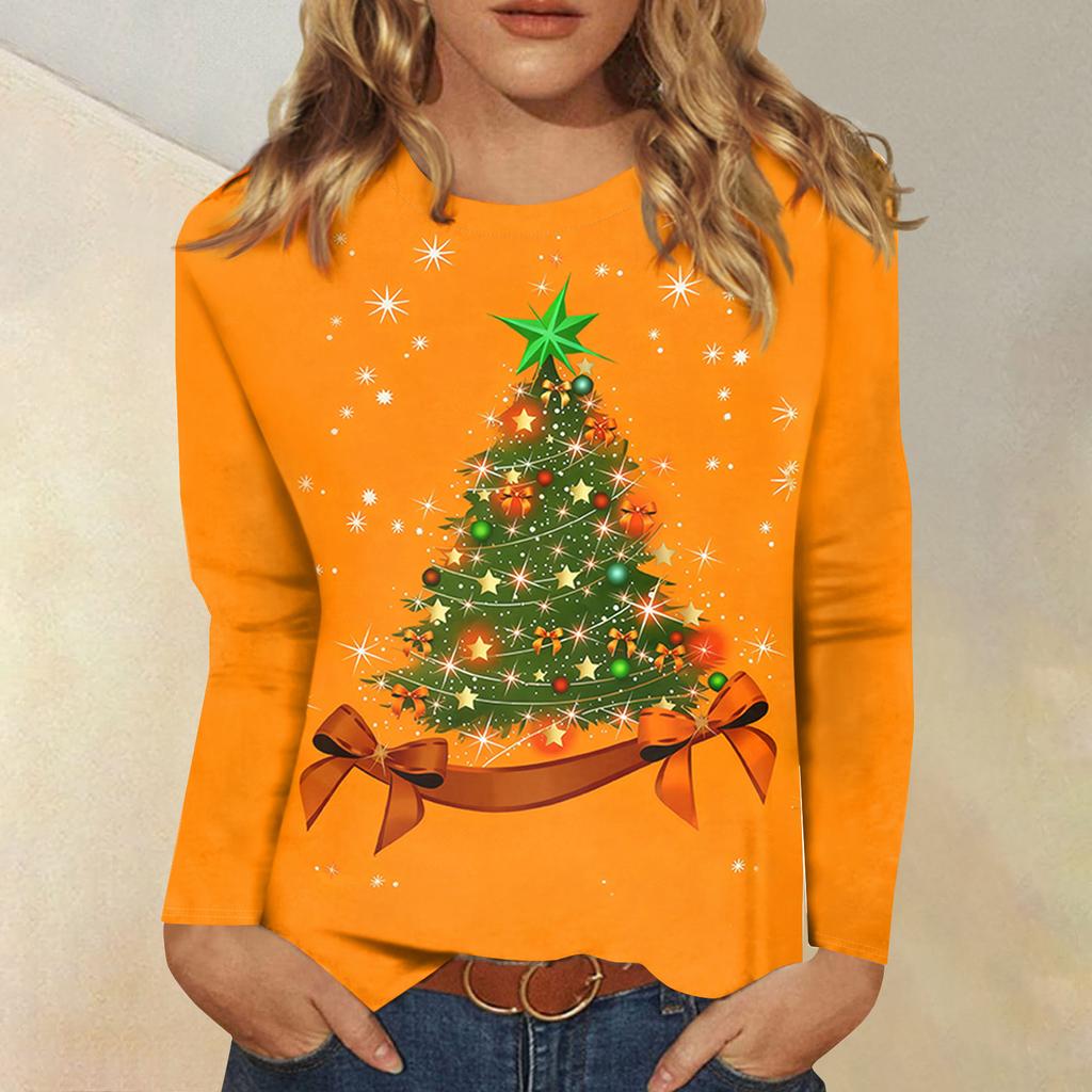 Women's Loose Comfortable Casual Fashion V-Neck Christmas Print Long Sleeve Hoodie