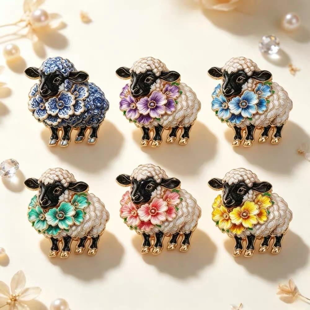 Vintage Style Goat Lapel Pin Colorful Animal Brooch Cute Enamel Sheep Brooch Women