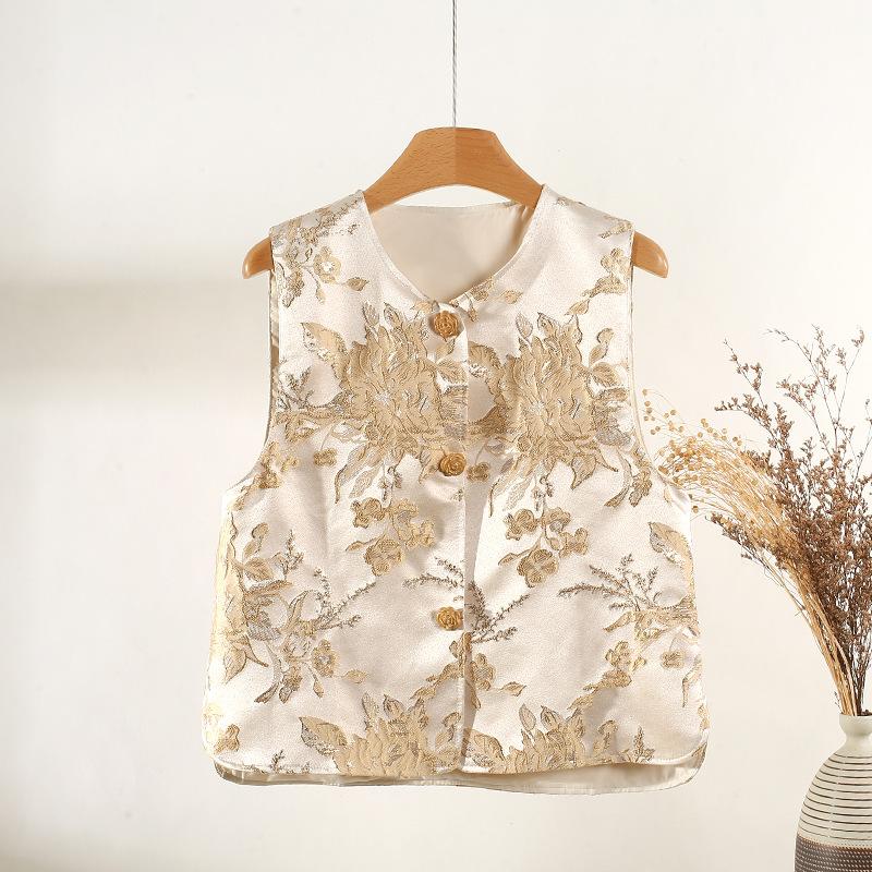 

Весна 2025 Темперамент Продвинутый Смысл Уникальный Красивый Золотой Жаккардовый Жилет XXL [recommended 125-69kg]