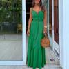 2026 Summer New European and American Women's Clothing Personalized Button V-neck Splicing Suspender Dress
