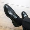 Men's British Pointed-Toe Leather Brogues - Low-Top Formal Lace-Up Shoes for Business or Weddings