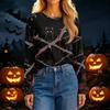 Women's Casual Long Sleeve Halloween Print Round Neck T-Shirt
