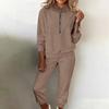 Women's Fashion Two-piece Solid Color Sweatshirt Trousers Casual Set