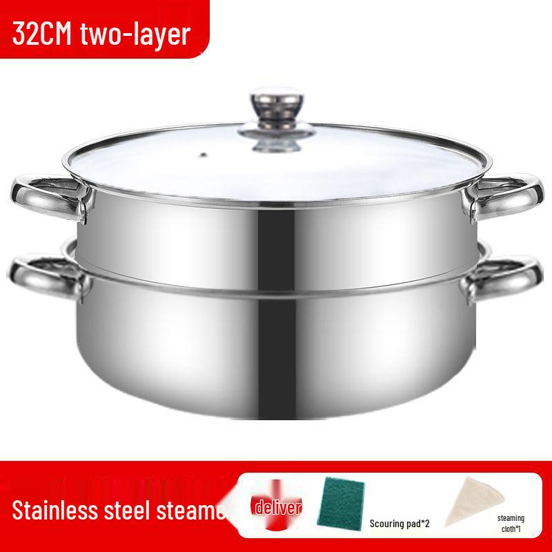 Stainless Steel Multi-Layer Steamer Stockpot for Induction & Gas Stoves