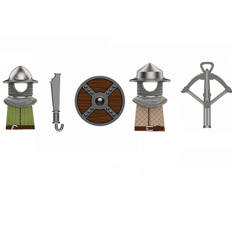 Medieval Building Blocks Accessories MOC Castles Dragon Knights Army Soldiers Warrior Helmets Shields Armors Axes Toy Gift S038