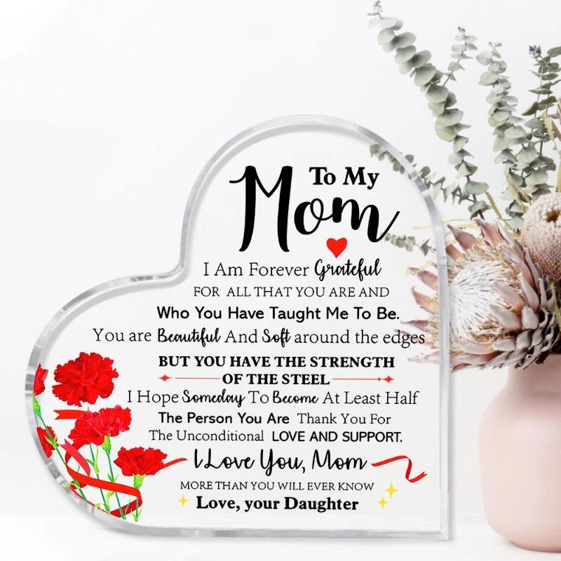 2D Flat Mother's Day Gift Acrylic Desktop Decoration Plaque, Home Decor Plaque Hanging Wall Art Decorative Garden Decoration for Room Door Signs Hangi