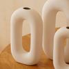 White Ceramic 'Polo Donut Vase' Set of 2 (9 & 8 Inches) | Decorative Donut Ring Vase for Dried Flowers and Pampas Grass | Vases for Home Decor