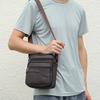 Retro pánská crossbody taška z pravé kůže, Malá taška přes rameno s více zipy na telefon, peněženku, pro každodenní cestování
