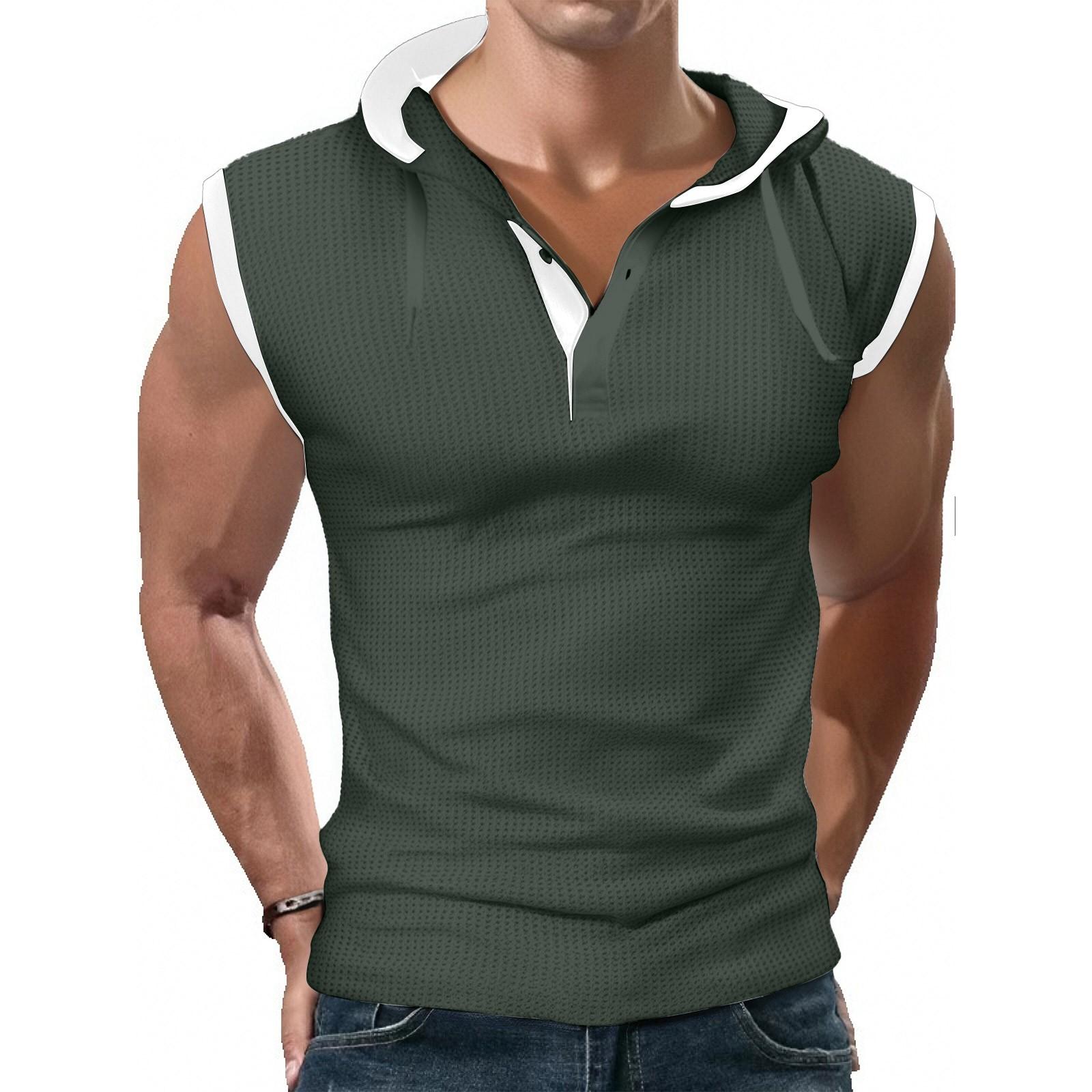 

Мужская майка, плотный жилет с капюшоном, повседневная футболка без рукавов M