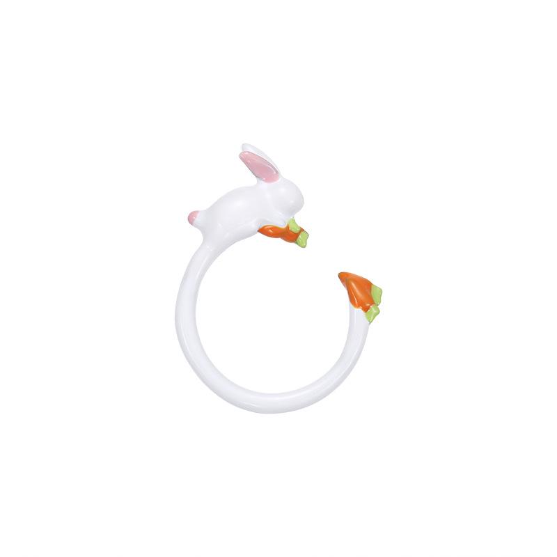 YOK Handmade Creative Rabbit Carrot Drip Oil Ring for Women
