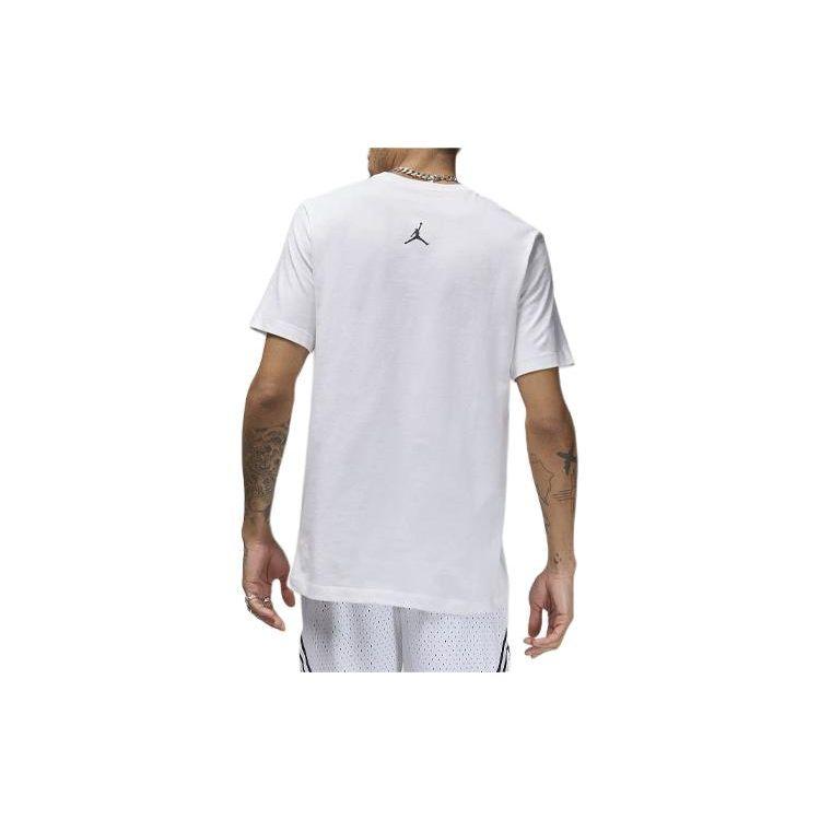 Jordan Sport Logo Graphic Print Ribbed Crew Neck Short Sleeve T-Shirt Men Tops White FN6016-100
