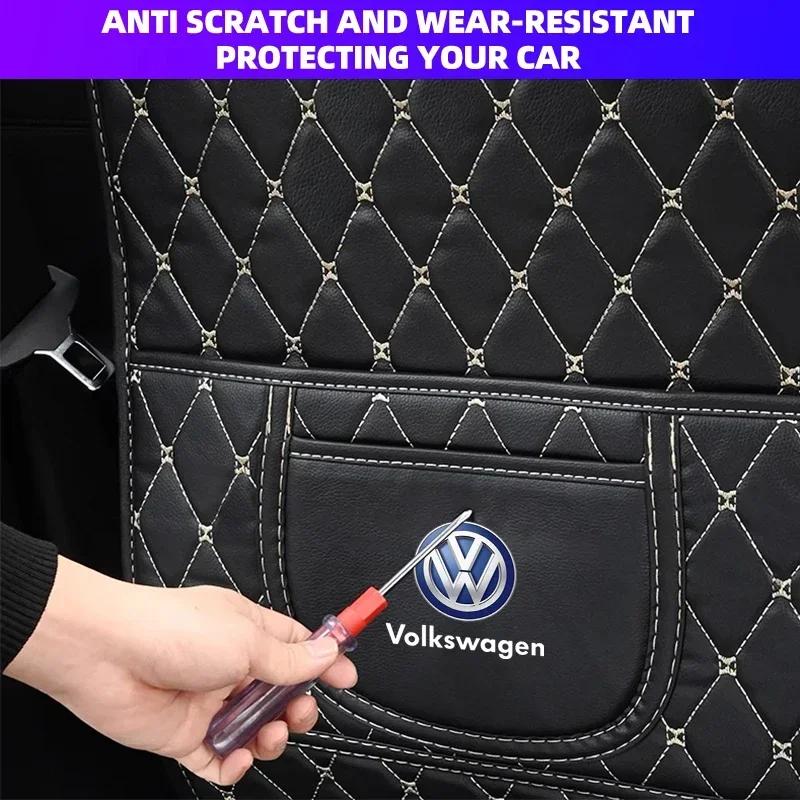 B5 2025 Hot For Volkswagen New Car Seat Back Protector PU Leather Car Interior Anti Kick Mat For Volkswagen Sagitar GTI Polo Pas