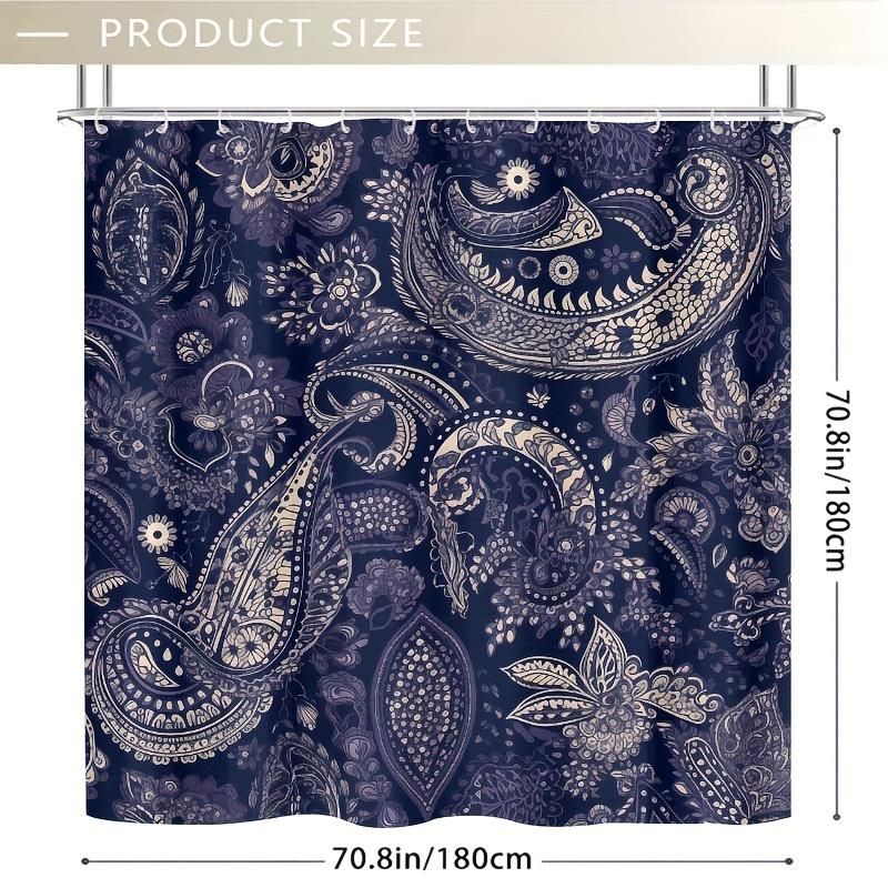 Intricate Paisley Shower Curtain , Durable Polyester Fiber, Waterproof & Easy Clean, for Bathroom Bathtub Decoration