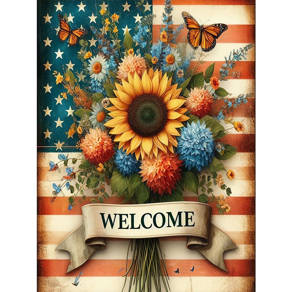 

5D DIY Full Round Drill Diamond Painting Union Jack Sunflower Art Craft 30x40cm