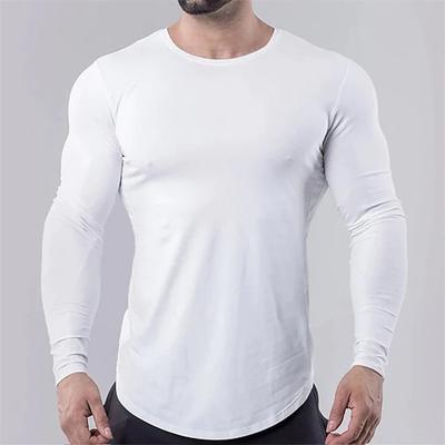 Muscle Fitness Trendig Sport Långärmad T-shirt Stretch Snabbtorkande Åtsittande Herr Basket Löpning Träning Gym Kläder