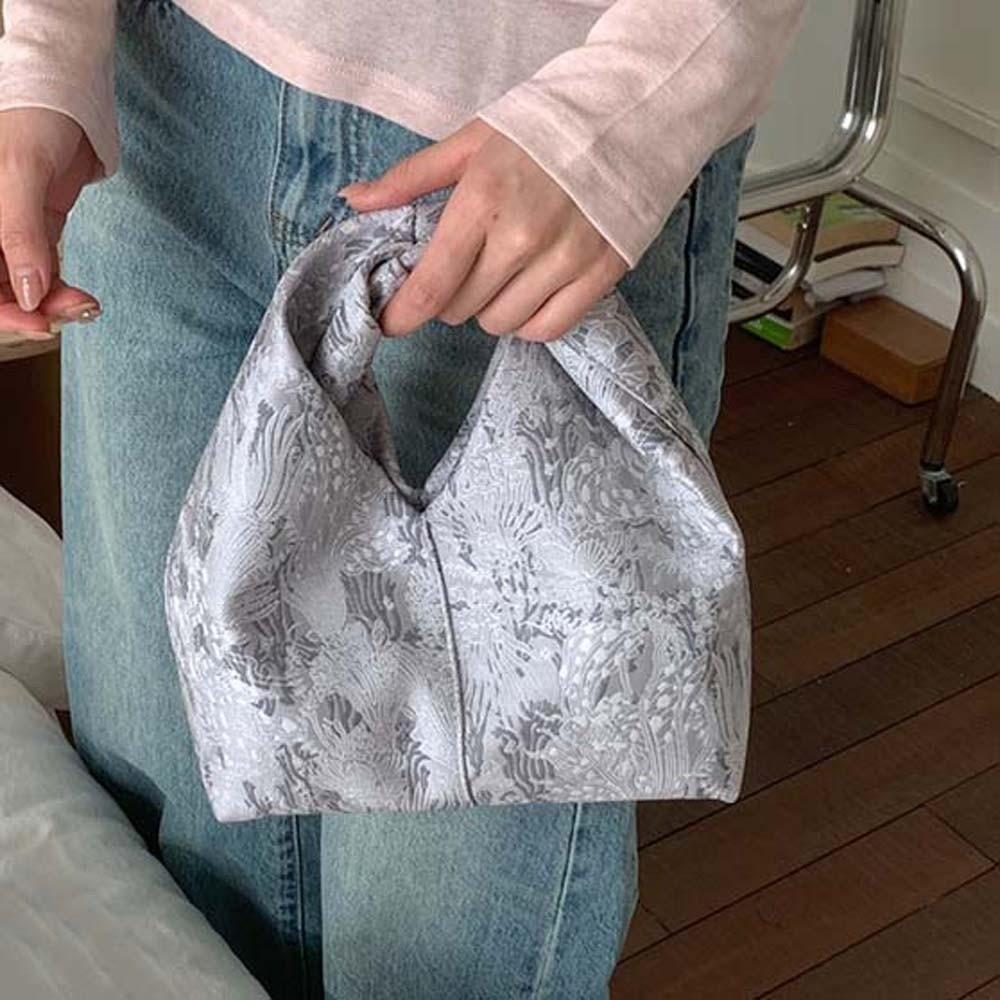 Spring Embroidered Chinese Style Handbag Polyester Zipper Pea Purses Luxury Adjustable Cheongsam Wrist Bag Women