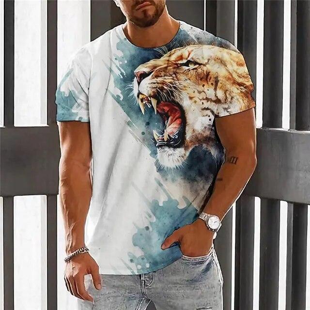 Animal Men's T-Shirt 3d Wolf Print Men's Tops Casual Short-Sleeved Simple T-Shirt Summer O-Neck T-Shirt Men's Oversized Clothing