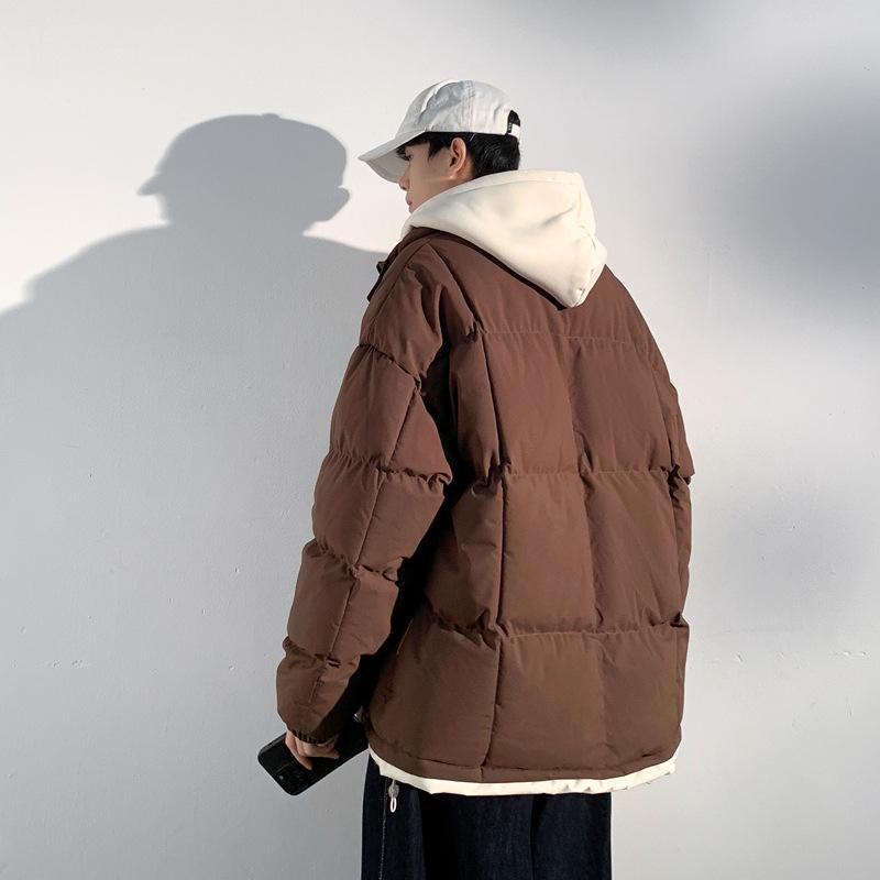 Cotton clothes fake two coats men's new loose bag clothes thickened warm winter solid color hooded cotton-padded clothes