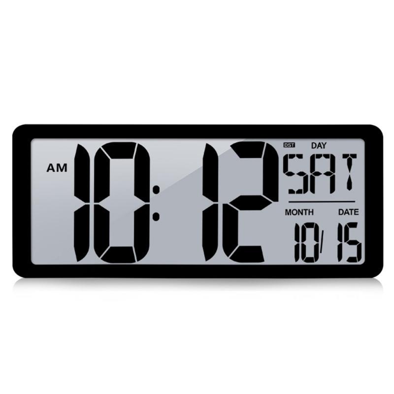 14'' LCD Digital Clock With Backlight, Temperature And Date Easy To Read For Living Room Or Bedroom