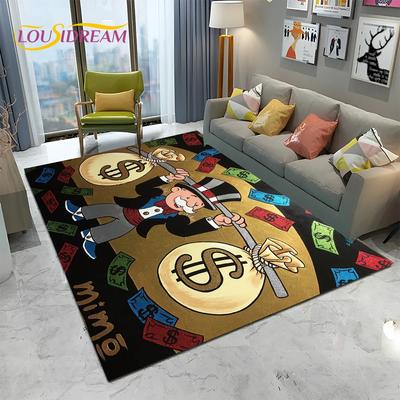 Tapis de dessin animé Monopoly Dollar Jeux Rétro pour Maison Salon Chambre Canapé Paillasson Décor, Tapis de jeu pour enfants Tapis de sol antidérapant