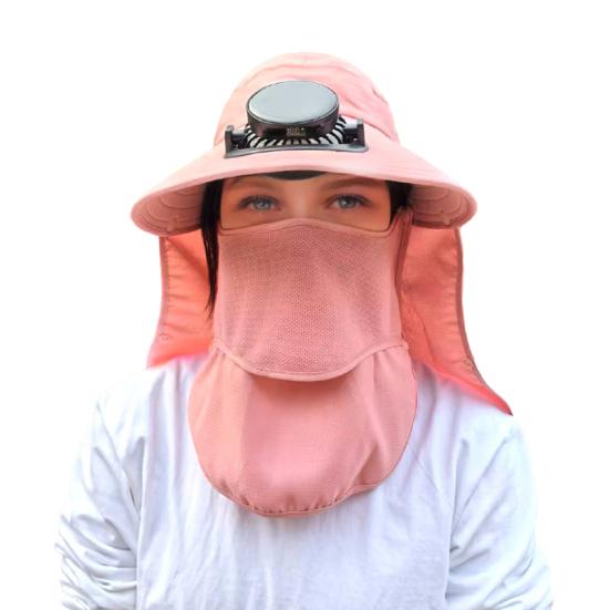 

Шляпа от солнца с широкими полями и вентилятором для мужчин и женщин, уличная шляпа-ведро для рыбалки с клапаном для шеи и защитой для лица для пеших прогулок и кемпинга розовый