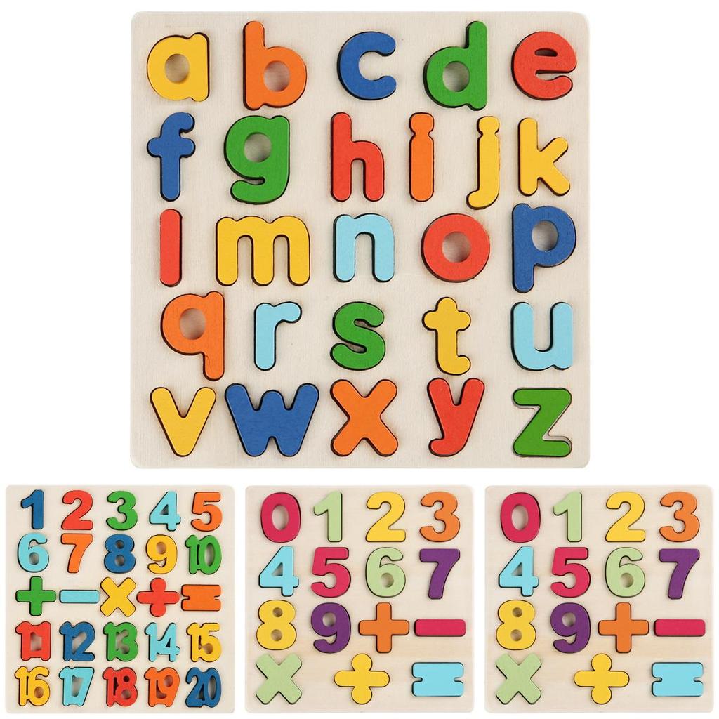 Dřevěné Montessori puzzle s čísly a písmeny pro rané dětství a kognitivní rozvoj