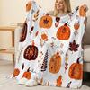 Lightweight Flannel Blanket Pumpkin Floral Print, Soft Cozy Warm, Versatile for Home Casual, Car Travel & Bedroom Decor, Portable Comfort Blanket