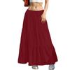 Women's Drawstring High Rise Midi Skirt Tiered Ruffle Maxi Skirt Casual Summer Long Skirt